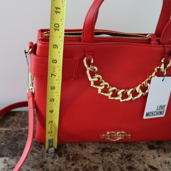 LOVE MOSCHINO BORSA PU ROSSO SATCHEL BAG - Picture 14 of 15